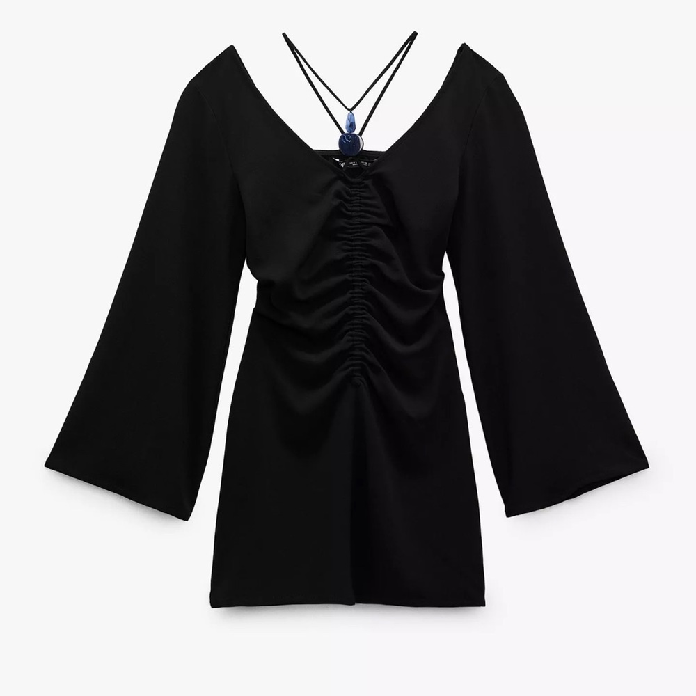 NWOT Zara Black Mini Stone Dress SZ Large